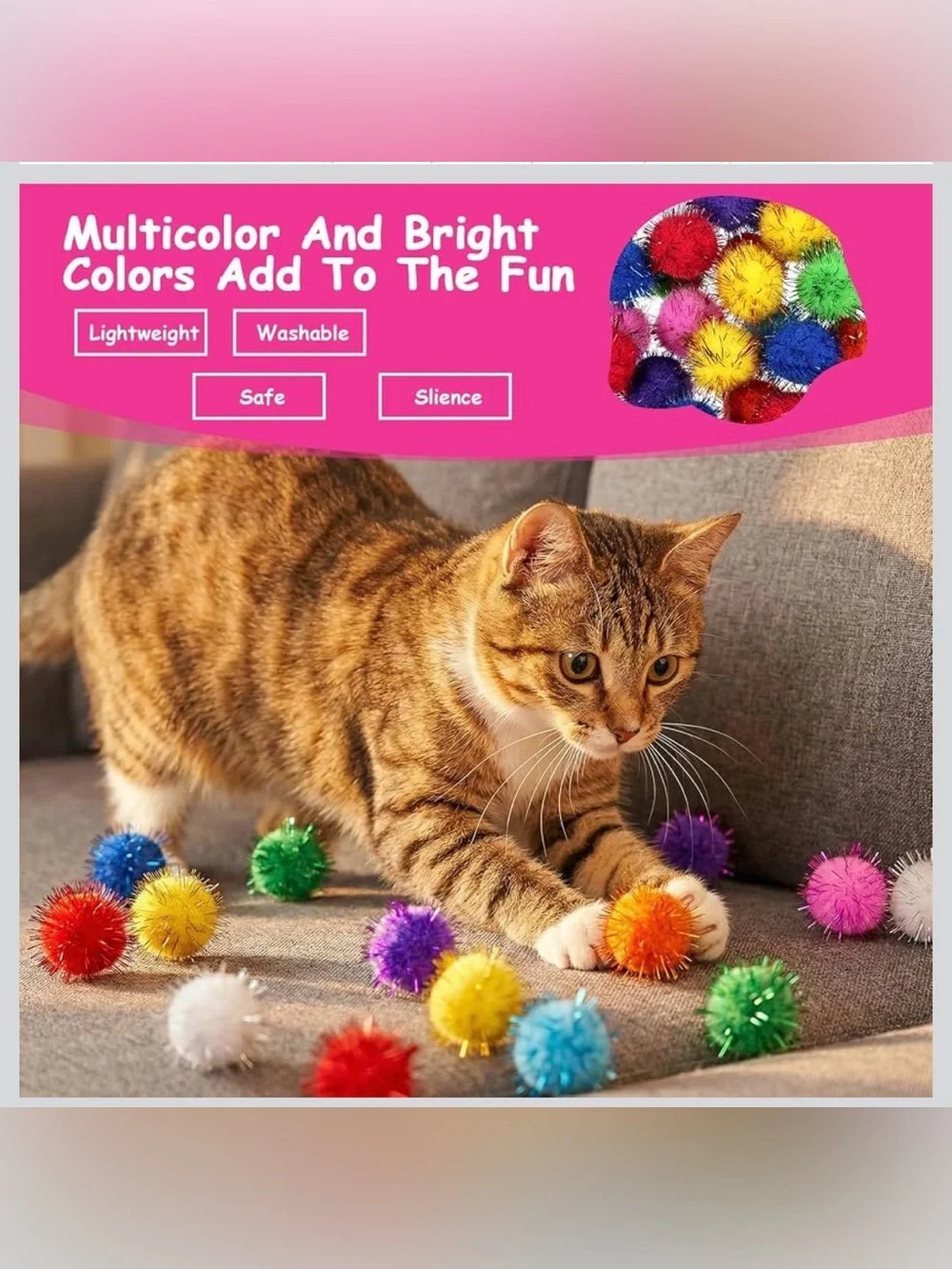 Cat Pom Pom Ball Toys 20 Pack